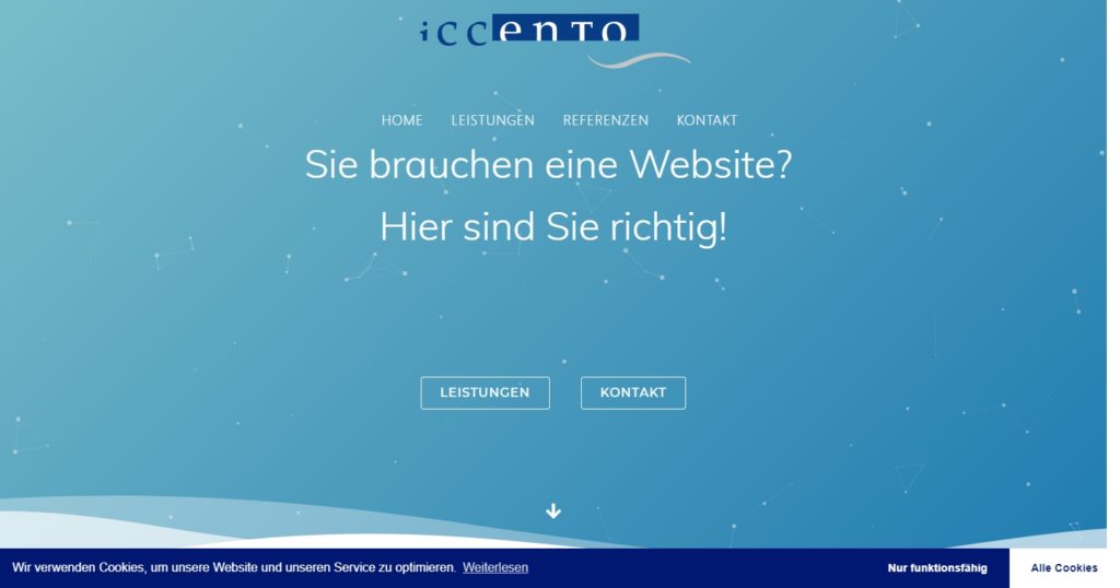 Homepage der Website iccento web solutions (https://iccento.de)