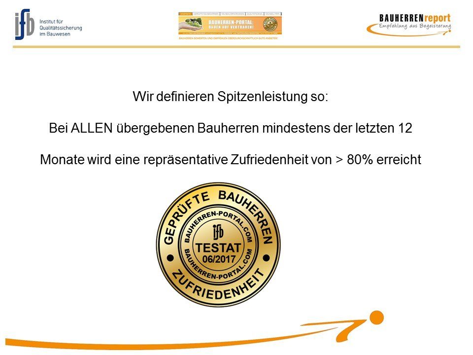 Definition von Spitzenleistungen im Hausbau (BAUHERRENreport GmbH)