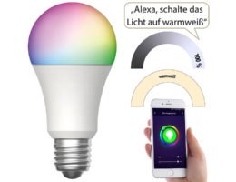 Luminea Home Control WLAN-LED-Lampe LAV-170.rgbw für Amazon Alexa und Google Assistant