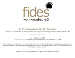 fides Wohnungsbau eG Prospekt 2011