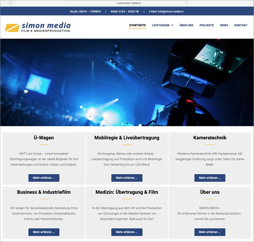 Neue Homepage für den Medien- und Ü-Wagen-Dienstleister SIMON MEDIA