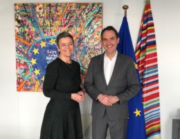 EU-Vizekommissionspräsidentin Vestager und BITMi-Präsident Grün in Brüssel