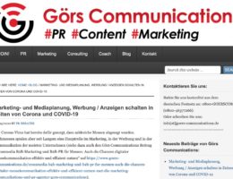 Görs Communications bietet effiziente Marketing- und Mediaplanung in Zeiten von Corona und COVID-19