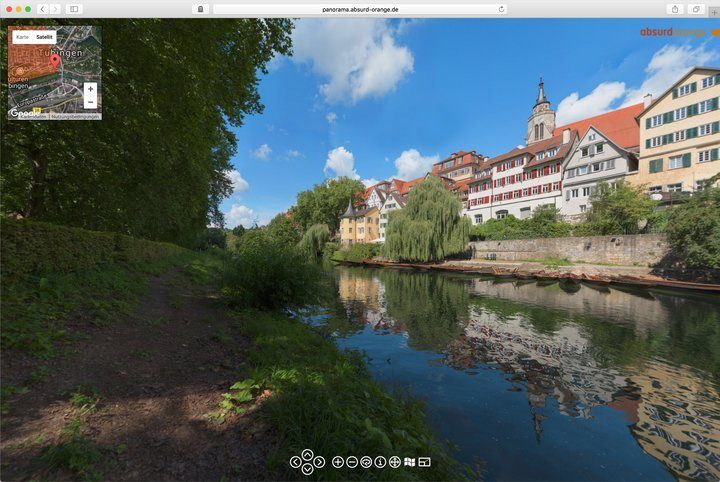 Gigapixel Panorama Neckarfront Tübingen. Dieses 360-Grad-Panorama hat 5