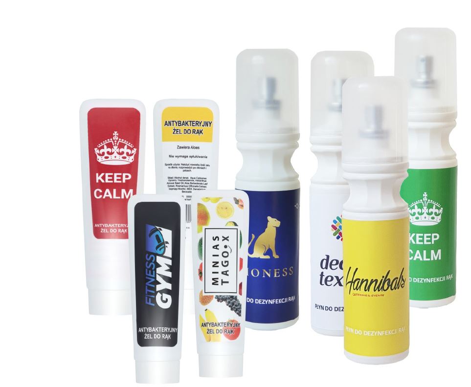 Desinfektionsspray mit Logoaufdruck