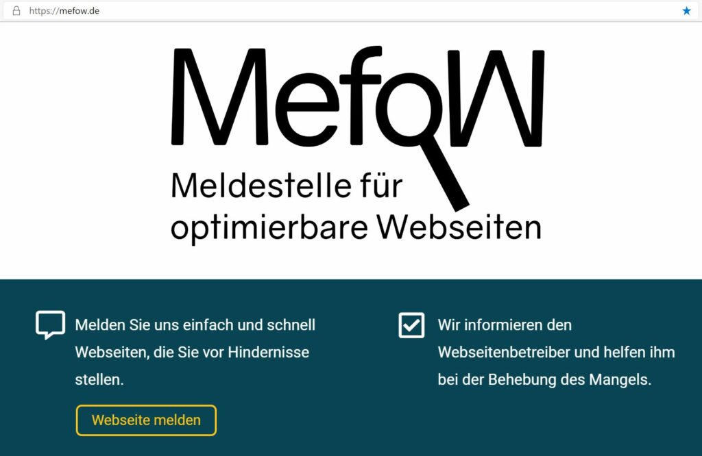 MefoW - Meldestelle für optimierbare Webseiten