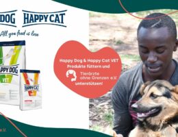 Jeder Kauf eines VET-Produkts von Happy Dog & Happy Cat unterstützt Tierärzte ohne Grenzen.