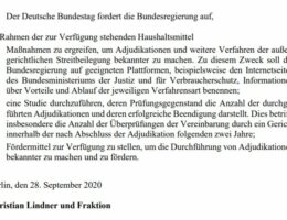 "Adjudikation in Zeiten der Covid-19-Pandemie" - Antrag im Bundestag