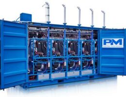 Zur autarken stationären Energieversorgung bietet Proton Motor Brennstoffzellen-Outdoor-Container an