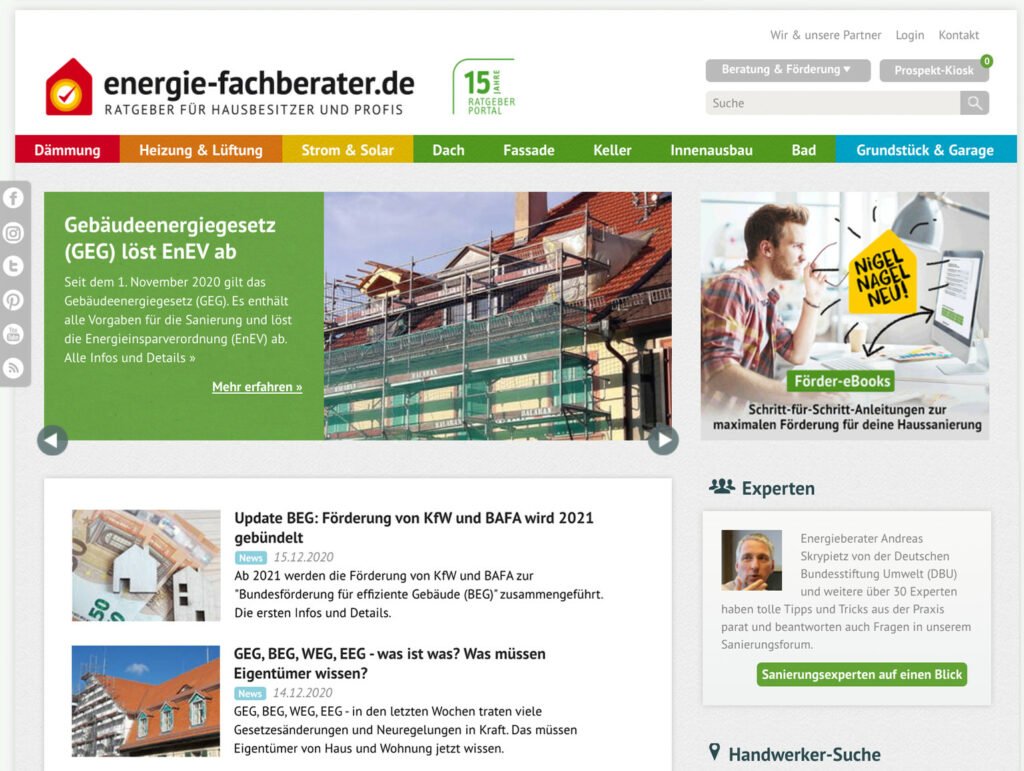 Erfolgreich auch im 15. Jahr: Das Ratgeberportal energie-fachberater.de zeigt sich moderner