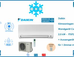 Daikin Klimaanlagen Set Wandgerät Comfora 2,0 kW - FTXP20M9 + RXP20M R32 für 1 Zimmer mit 20 m²
