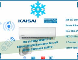 Kaisai Klimaanlagen Set Wandgerät Eco 2,6kW R32 KEX-09KTAI + KEX-09KTAO für 1 Zimmer mit 35 m² Fläche