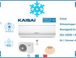 Kaisai Klimaanlagen Set Wandgerät Eco 5,3 kW - KEX-18KTBI + KEX-18KTBO R32 für 1 Zimmer mit 55 m²
