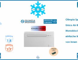 Olimpia Splendid Unico Air 8 HP Monoblock-Klimagerät 1,8 kW Kühlen und Heizen für 1 Zimmer mit 28 m²