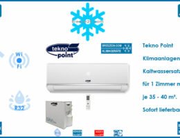 Tekno Point Set Wandgerät Eco Kaltwassersatz SKIV-12 + IDRA-E12H R32 Klimaanlage für 1 Zimmer mit 35 - 40 m²