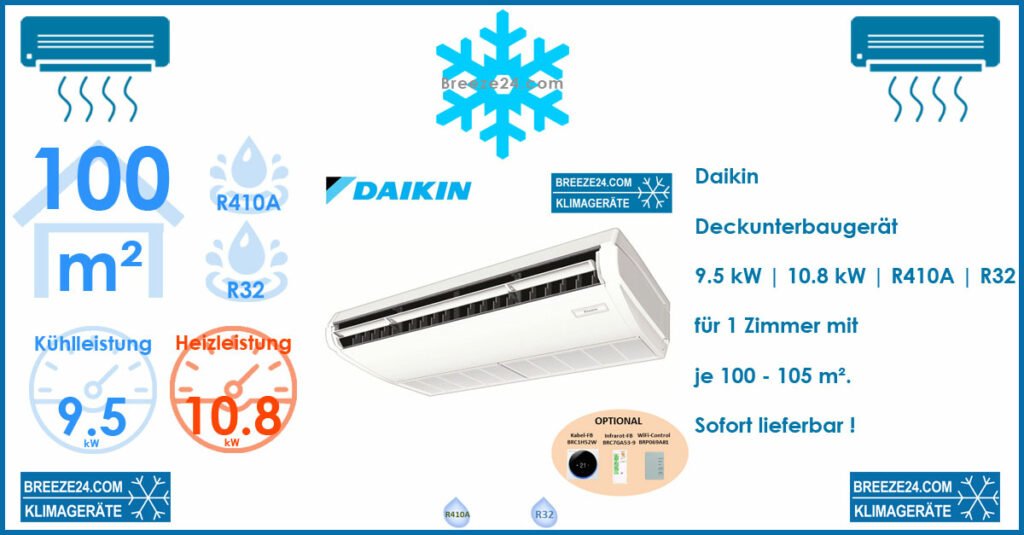 Daikin Deckenunterbaugerät - FHA100A R32 oder R410A für 1 Zimmer mit 100 - 105 m²