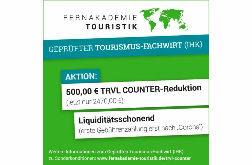 Fernstudium Tourismus-Fachwirt an der FernAkademie Touristik zu Sonderkonditionen! (Bildquelle: FernAkademie Touristik)