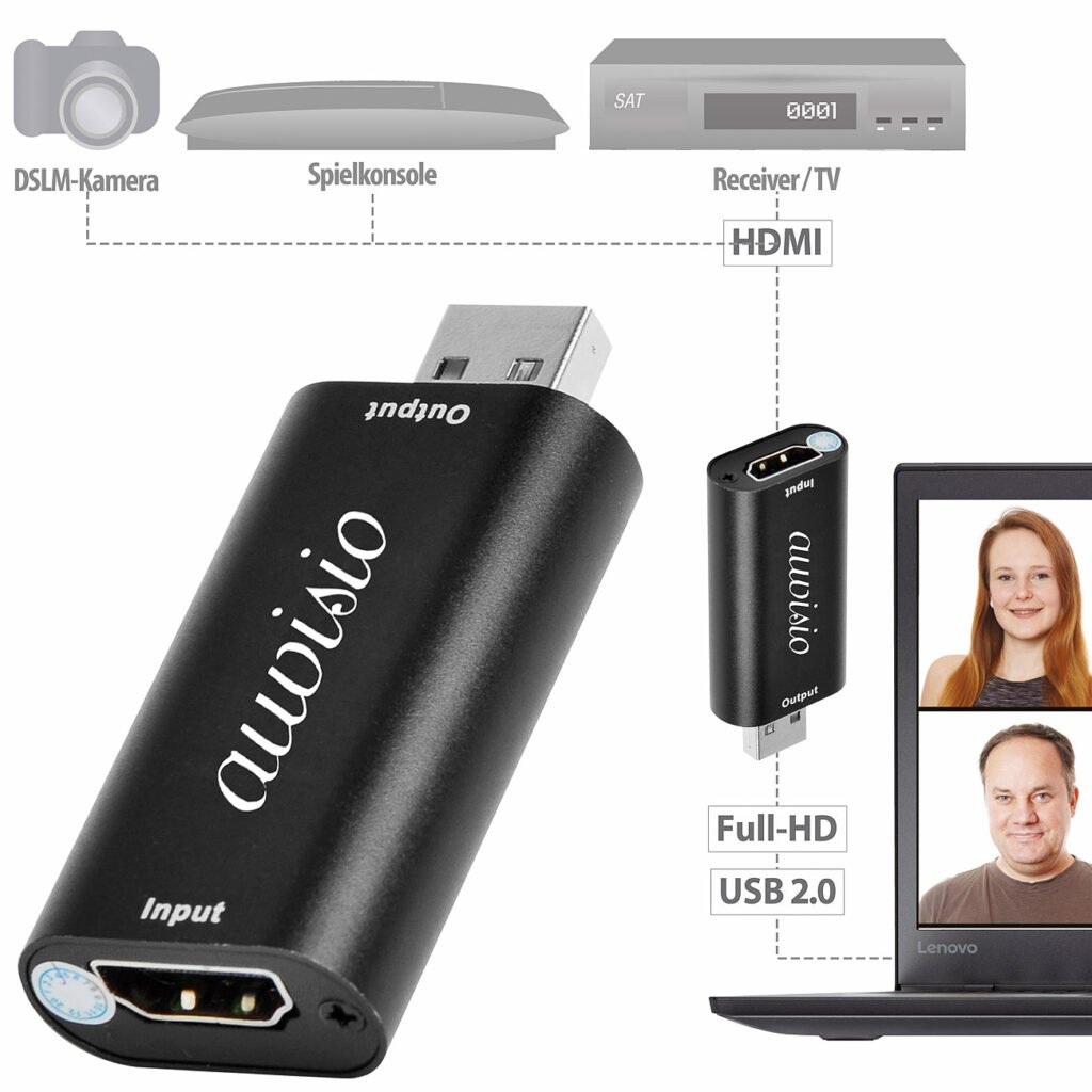 auvisio HDMI-USB-Videograbber VG-1080.usb für Full-HD-Aufnahmen und -Streaming