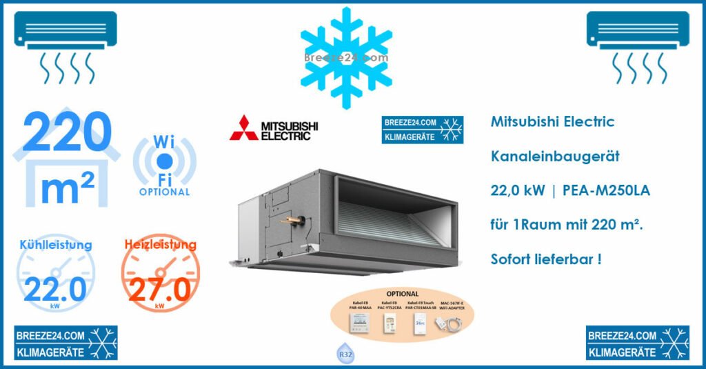 Mitsubishi Electric Klimaanlagen Kanaleinbaugerät PEA-M250LA R32 für 1 Raum mit 220 m²