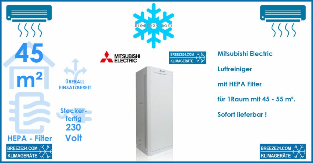 Mitsubishi Electric MA-E100R-E Luftreiniger mit HEPA-Filter für 1 Raum mit 45 - 55 m²