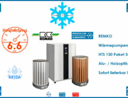Remko Wärmepume HTS 80 + Wärmepumpe (Alu/Holzoptik) | 4.5 kW| 6.6 kW | R410A | A++ | A++