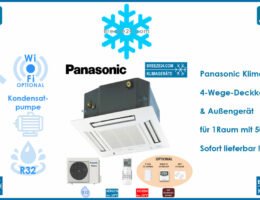 Panasonic Klimaanlage 4-Wege-Deckenkassette CS-Z50UB4EAW mit Blende + CU-Z50UBEA R32 für 1 Raum mit 50 - 55 m²