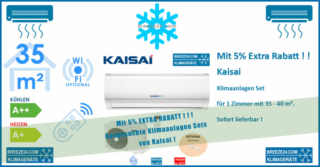 Kaisai Klimaanlage Wandgerät Eco KEX-12KTBI + KEX-12KTBO R32 für 1 Zimmer mit 35 - 40 m²