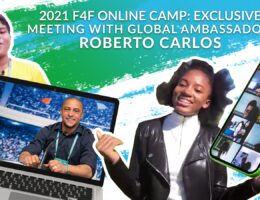 Globaler F4F Botschafter Roberto Carlos stellt sich den Fragen junger Teilnehmer aus aller Welt. (Bild: F4F)