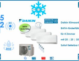 Daikin Klimaanlagen Set Wandgeräte Perfera R32 für 4 Zimmer mit 25 | 25 | 35 | 42 m² | BAFA-förderfähig