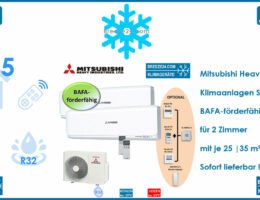 Mitsubishi Heavy Klimaanlagen Set für 2 Zimmer mit je 25 | 35 m² | BAFA-förderfähig