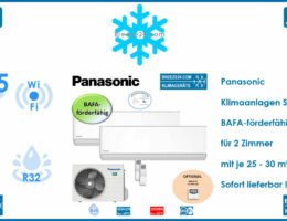 Panasonic Klimaanlagen Set für 2 Zimmer mit je 25 - 30 m² | BAFA-förderfähig