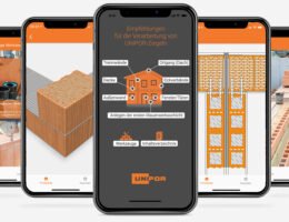 Die neue Unipor-App unterstützt Fachleute mit hilfreichen Empfehlungen bei der Erstellung von Ziegelmauerwerk. (Bild: Unipor).