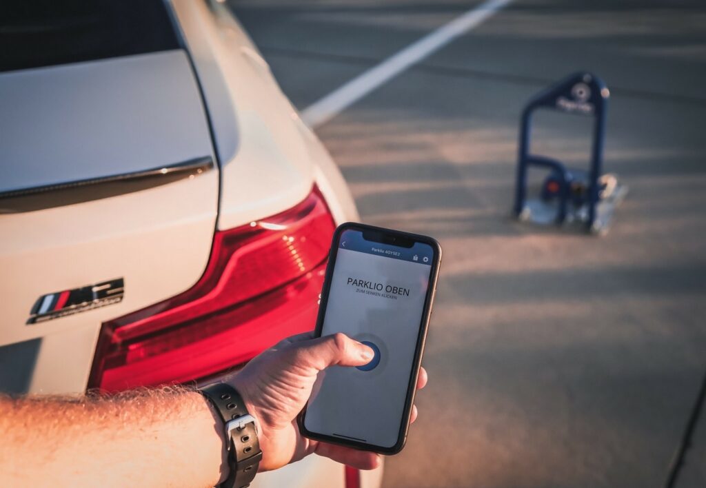 Über die mobile App lassen sich alle Parklio-Parkbarrieren bequem und kontaktlos steuern.  Foto: Maibach VuS