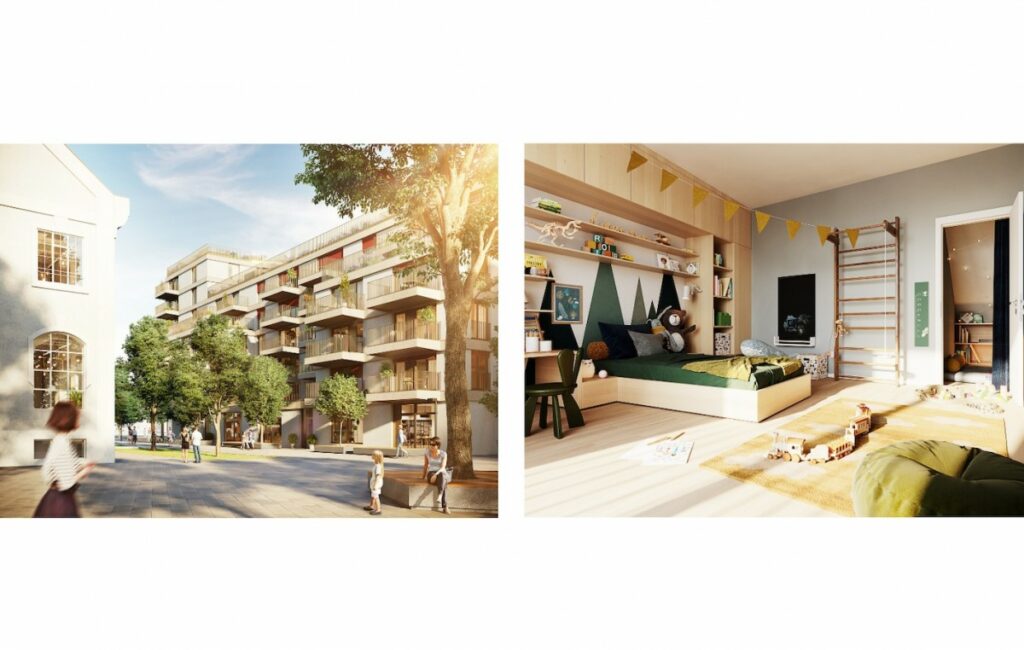 Münchner Neubauprojekt kupa punktet bei Eltern mit flexiblen Grundrissen und Sharing-Angeboten. (© xoio im Auftrag von Bauwerk)