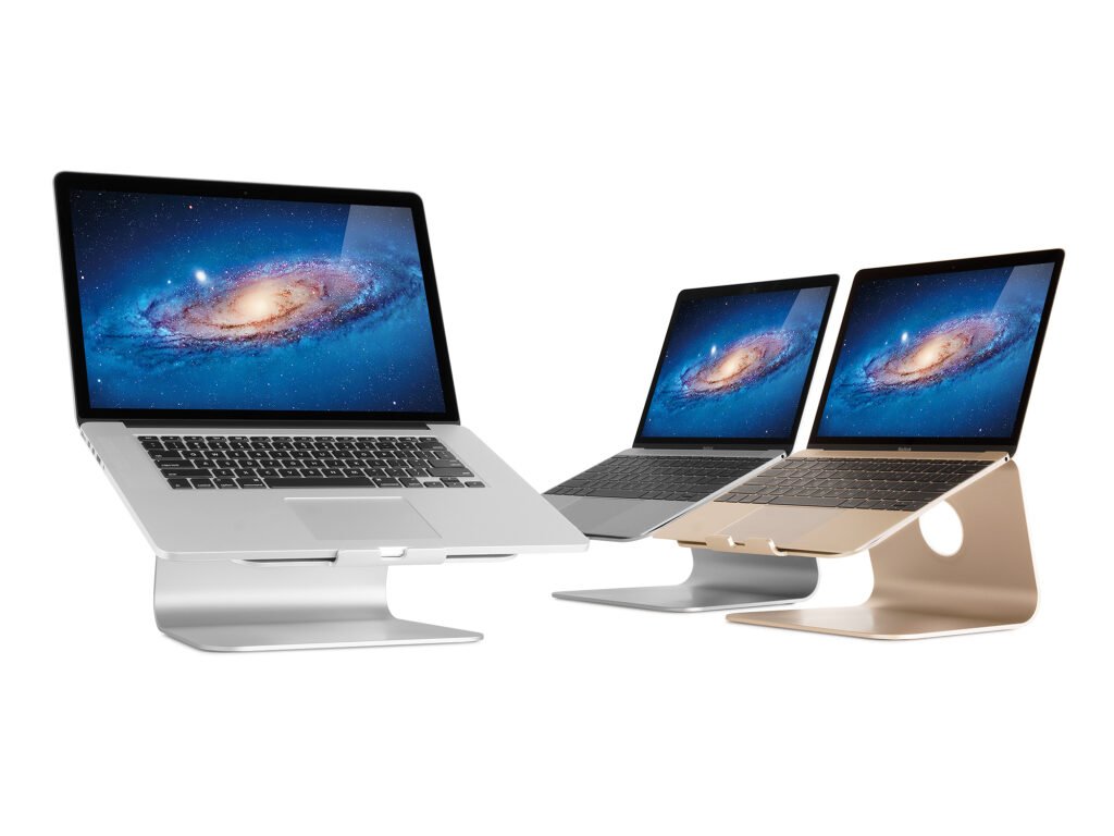 Die Laptop und Tablet Ständer von Rain Design fügen sich durch ihr minimalistisches Design in jede Umgebung ein.