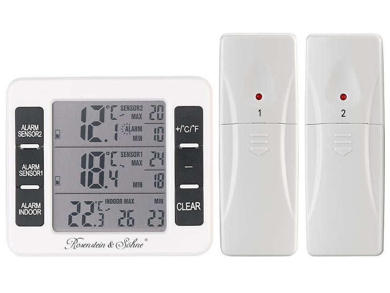 Rosenstein & Söhne Digitales Funk-Kühl- & Gefrierschrank-Thermometer