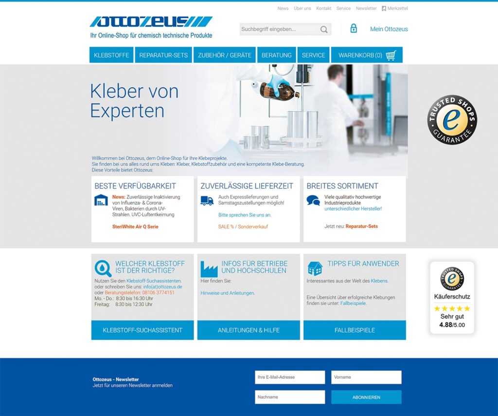 www.ottozeus.de: Der Online-Shop für Profi-Klebstoffe und Zubehör mit Mehrwert.