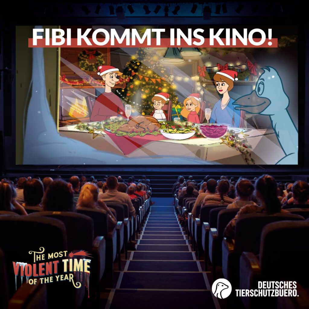Aufrüttelnder Weihnachtsspot mit Gans Fibi wird in zehn Kinos deutschlandweit gezeig