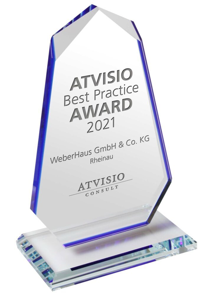Das Symbol exzellenter BI-Projekte - Der ATVISIO Award 2021 aus reinstem Kristallglas.