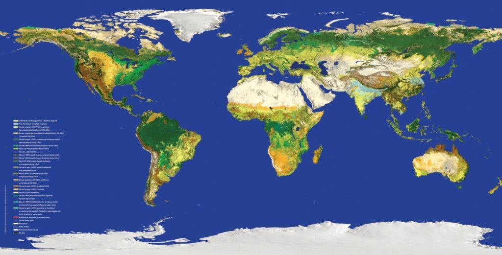 Big Thanks to ESA: Biomes Global Cover Planet Earth World Map