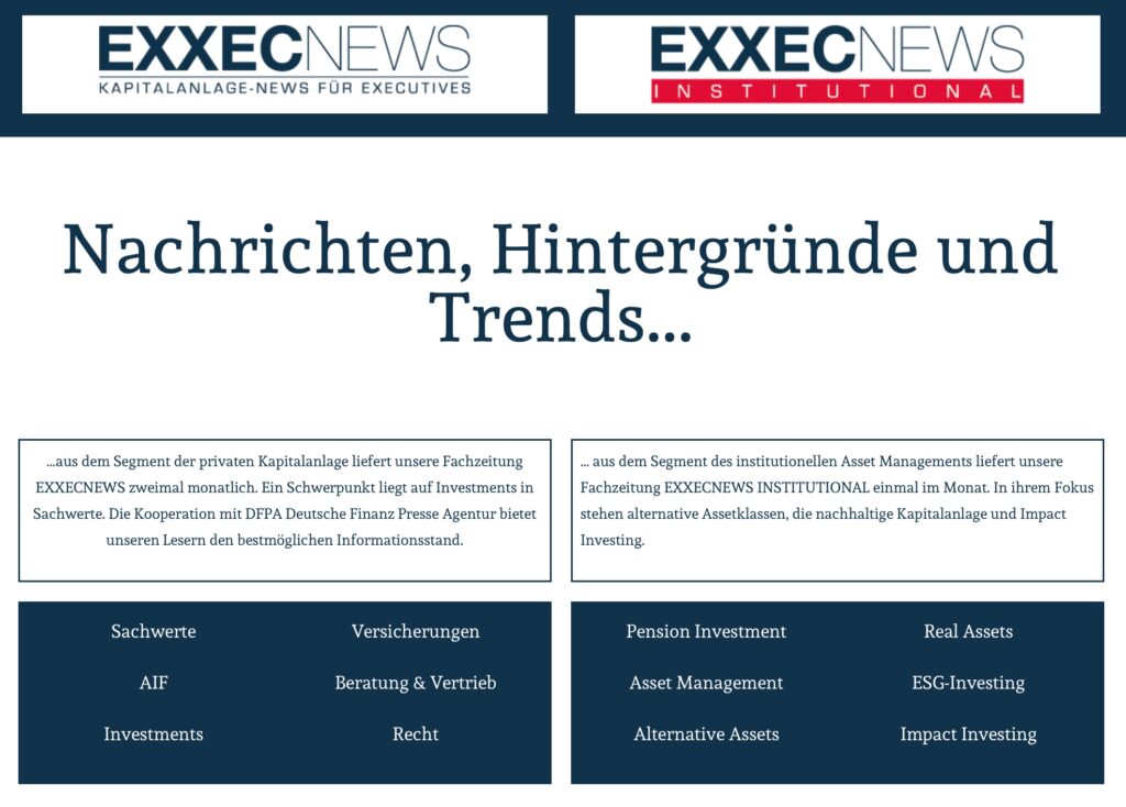 Kapitalanlagezeitschrift EXXECNEWS mit neuem Online-Auftritt