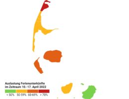 Auslastung der Nordfriesischen Inseln an Ostern (Zeitraum 10.-17. April 2022)