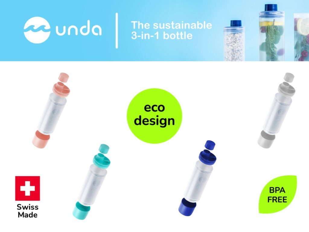 UNDA - Die nachhaltige 3in1 Multifunktionsflasche mit Ecodesign (© UNDA)