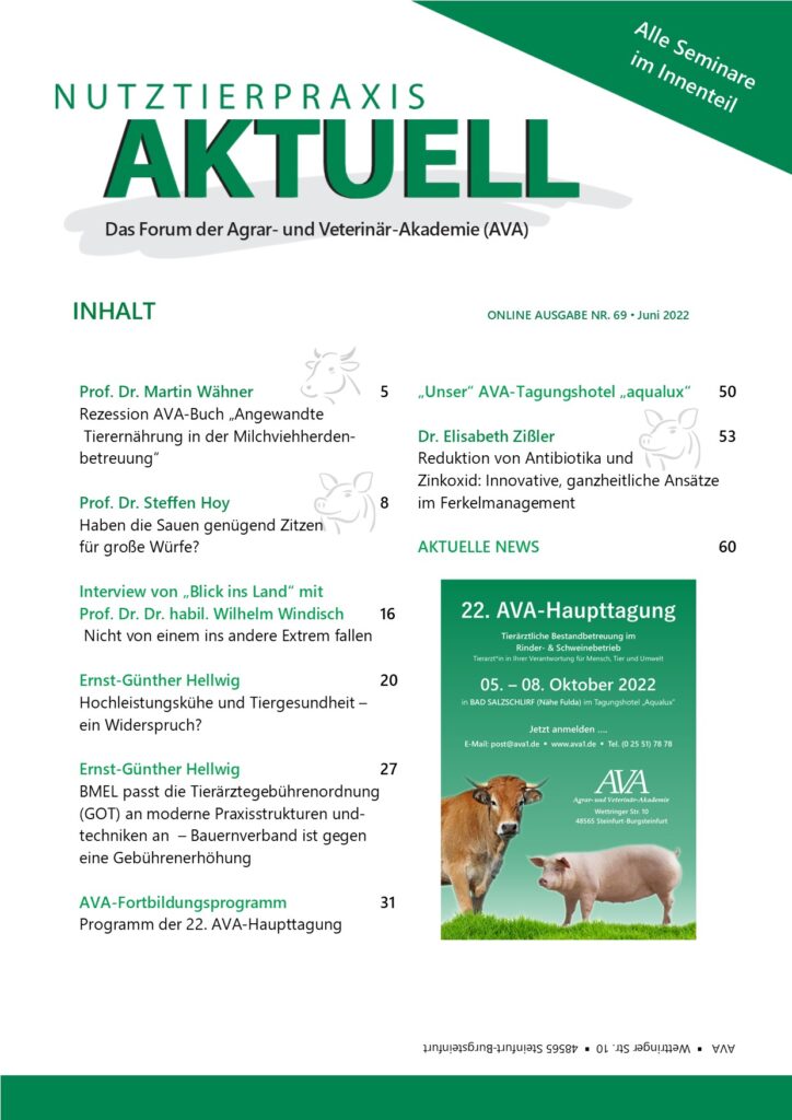 Das Titelblatt der aktuellen NUTZTIERPRAXIS AKTUELL (NPA) Nr.69 (Die Bildrechte liegen bei dem Verfasser der Mitteilung.)
