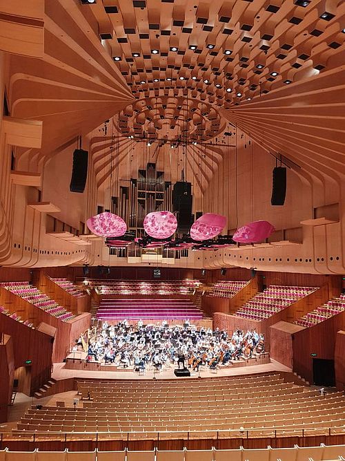 Orchesterproben vor der Gala-Eröffnung im Sydney Opera House. (Die Bildrechte liegen bei dem Verfasser der Mitteilung.)