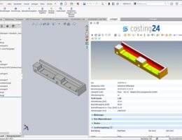 Screenshot: Herstellkosten lassen sich anhand der 3D-Modelle aktuell und individuell kalkulieren (Bildquelle: Bildrechte: simus systems GmbH