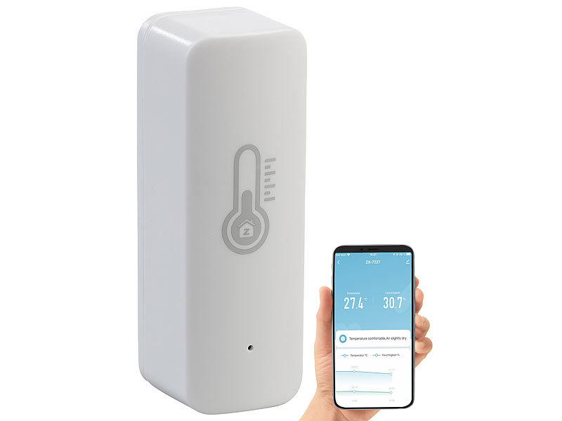 Luminea Home Control WLAN- oder ZigBee-Temperatur- & Luftfeuchtigkeits-Sensoren
