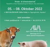 Tiermediziner-Tagung vom 5. bis 8. Oktober bei Fulda für Rinder- und Schweinetierärzt*innen