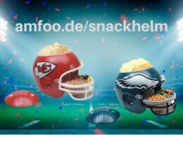 NFL Snack Helme Kansas City Chiefs und Philadelphia Eagles (Die Bildrechte liegen bei dem Verfasser der Mitteilung.)
