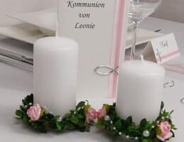 Kerzenringe und Kerzenkränze zur Kommunion und Konfirmation – Handmade aus Meisterhand!